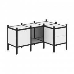 Loft Угловой внутренний стеллаж наборный VR.L-26 Белый бриллиант/Чёрный металл 1278*862*636