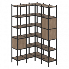 Loft Угловой внутренний стеллаж наборный VR.L-34 Дуб аризона/Чёрный металл 1278*1278*2280