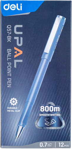 Набор ручек шариков. Deli Upal (EQ57-BK-P) черн. черн. кор.карт. (12шт) линия 0.7мм
