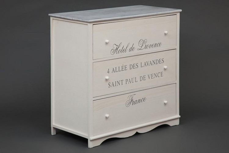Комод с 3 ящиками Secret De Maison LAVANDES ( mod. HX16-010NS ), paulownia, мдф, 90x45x86см, butter white (слоновая кость)