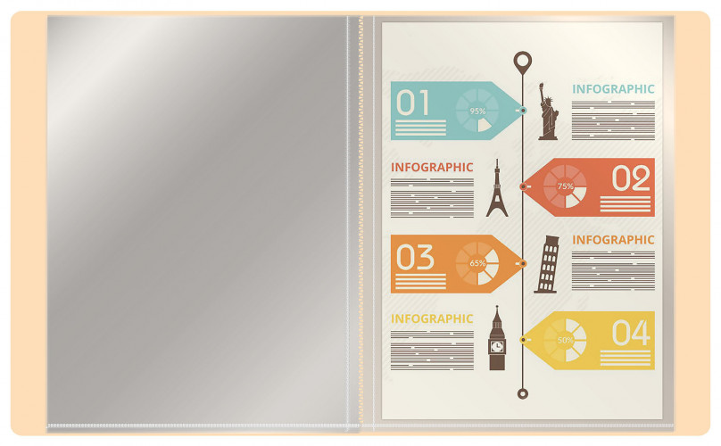 Папка-портфолио с 40 прозр.вклад. Бюрократ Gems GEMPP40CREAM A4 пластик 0.7мм карм.на лиц.стор. кремовый жемчуг