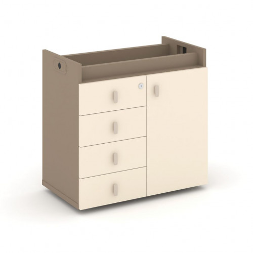 Estetica Тумба опорная - Фасад + ящики ES.TON-2 Латте/Сатин/Латте металл 750*406*725