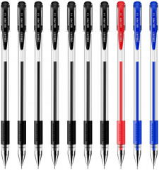 Набор ручек гелев. Deli 6610 прозрачный/ассорти ассор. черн. блистер (10шт) линия 0.5мм резин. манжета 10 ручек