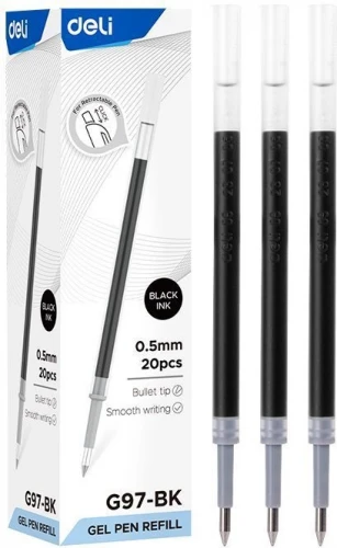Стержень для гелевых ручек Deli EG97-BK 0.5мм черный блистер