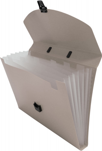 Портфель Бюрократ -BPP6GREY 6 отдел. A4 пластик 0.7мм серый