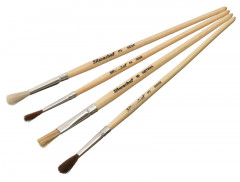 Набор кистей Silwerhof 980079 Солнечная коллекция (наб.4шт) пон.круг.№2,3/пуш.мех.круг.№ 3/щет.плос.№ 6 дерев.лакир.ручка