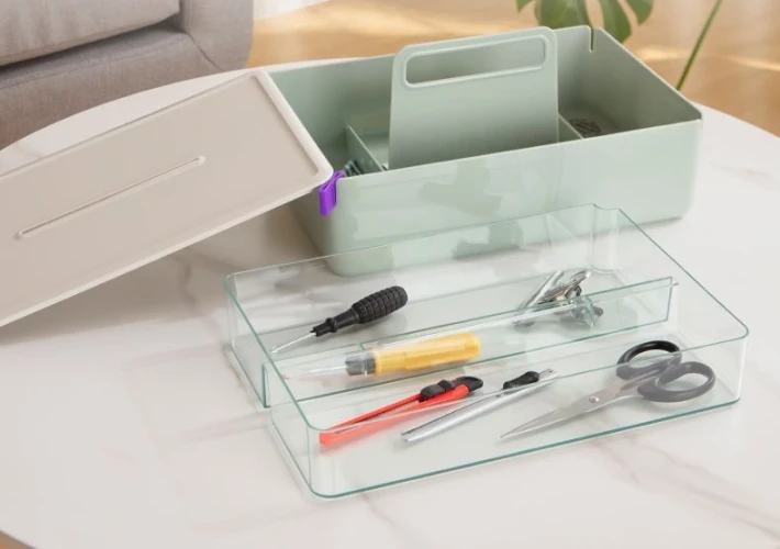 Короб для хранения Deli XDM16grey 2отд. 317x212x142,5мм серый/серый пластик