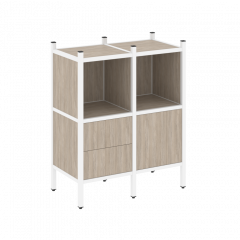 Loft Прямой стеллаж наборный VR.L-02 Дуб аттик/Белый металл 862*446*1047