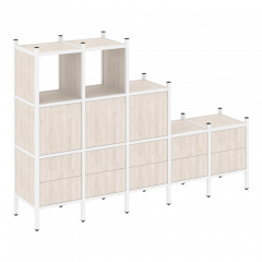 Loft Прямой стеллаж наборный VR.L-19 Денвер светлый/Белый металл 2110*446*1458