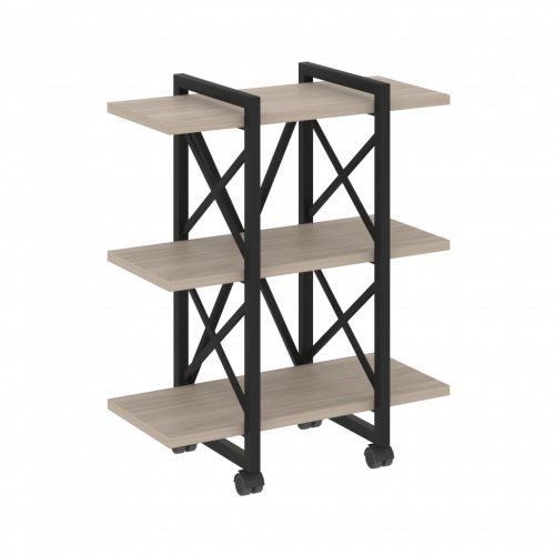 Loft Стеллаж на колесных опорах-3 полки VR.L-MST.K-3.4V Дуб аттик/Чёрный металл 800*400*968