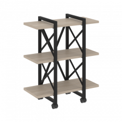 Loft Стеллаж на колесных опорах-3 полки VR.L-MST.K-3.4V Дуб аттик/Чёрный металл 800*400*968