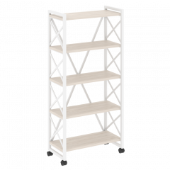 Loft Стеллаж на колесных опорах-5 полок VR.L-MST.K-5.8 Денвер светлый/Белый металл 800*400*1704