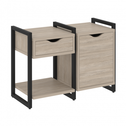 Loft Тумба на регулируемых опорах наборная. Вариант №3 VR.L-TN-3.O Дуб аттик/Чёрный металл 970*460*719