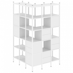 Loft Угловой внешний стеллаж наборный VR.L-53 Белый бриллиант/Белый металл 1278*1278*2280