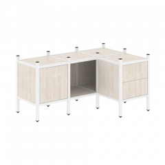 Loft Угловой внутренний стеллаж наборный VR.L-26 Денвер светлый/Белый металл 1278*862*636