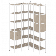 Loft Угловой внутренний стеллаж наборный VR.L-34 Дуб аттик/Белый металл 1278*1278*2280