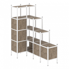 Loft Угловой внутренний стеллаж наборный VR.L-42 Тиквуд тёмный/Белый металл 862*1694*1869