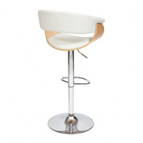 Барный стул VIMTA (mod.4021S), металл/дерево/экокожа, 60х51х91,5-112,5 см, высота сиденья 61,5-82,5 см, белый/натуральный/хром