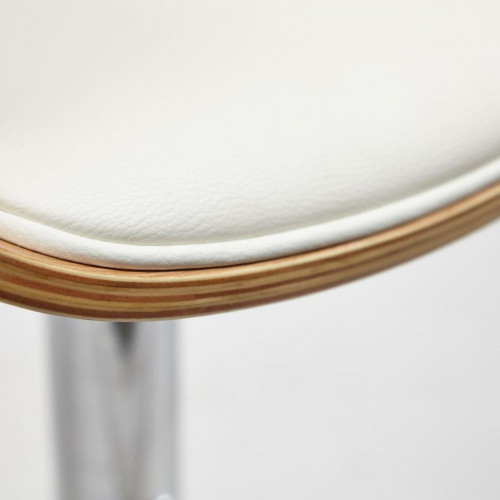 Барный стул VIMTA (mod.4021S), металл/дерево/экокожа, 60х51х91,5-112,5 см, высота сиденья 61,5-82,5 см, белый/натуральный/хром