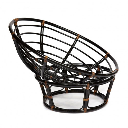 Кресло "PAPASAN"  23/01 W /с подушкой/, Antique brown (античный черно-коричневый), ткань Оранжевый, С 23