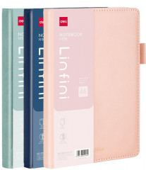 Блокнот Deli LINFINI EN158L A5 210х143мм искусст. кожа 144л линейка твердая обложка ассорти ассорти:син/роз/зел