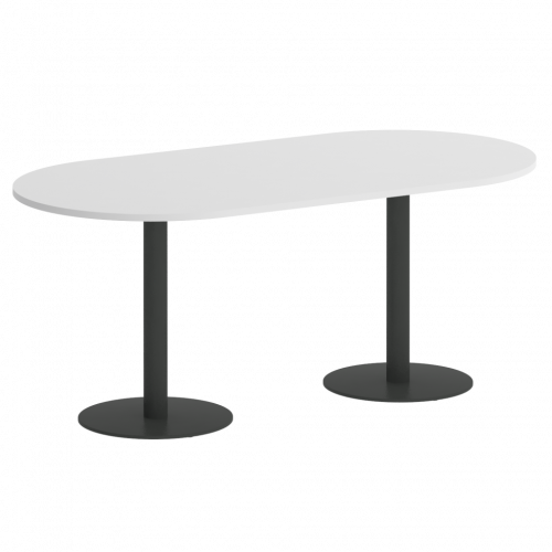 Home Office Стол овальный VR.SP-5-180.1 Белый бриллиант/Антрацит металл 1800*900*753