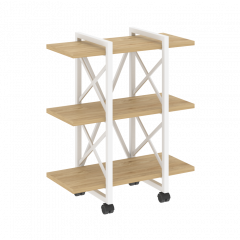 Loft Стеллаж на колесных опорах-3 полки VR.L-MST.K-3.4V Тиквуд светлый/Белый металл 800*400*968