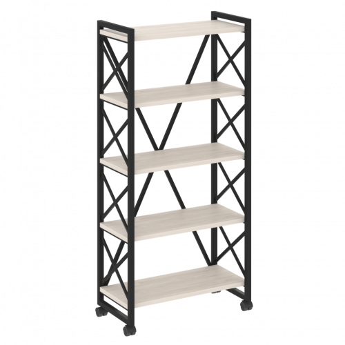 Loft Стеллаж на колесных опорах-5 полок VR.L-MST.K-5.8 Денвер светлый/Чёрный металл 800*400*1704