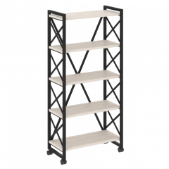 Loft Стеллаж на колесных опорах-5 полок VR.L-MST.K-5.8 Денвер светлый/Чёрный металл 800*400*1704