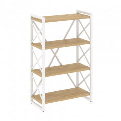 Loft Стеллаж на регулируемых опорах-4 полки VR.L-MST.O-4.8 Тиквуд светлый/Белый металл 800*400*1280