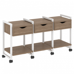 Loft Тумба на колесных опорах наборная. Вариант №4 VR.L-TN-4.K Дуб аризона/Белый металл 1440*460*767