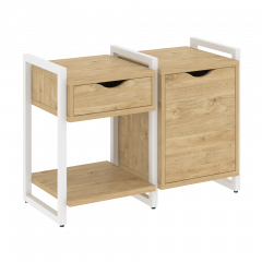 Loft Тумба на регулируемых опорах наборная. Вариант №3 VR.L-TN-3.O Тиквуд светлый/Белый металл 970*460*719