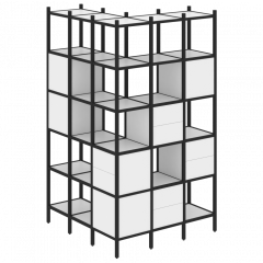 Loft Угловой внешний стеллаж наборный VR.L-53 Белый бриллиант/Чёрный металл 1278*1278*2280