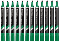 Набор маркеров перманентных Deli EU10150-P Think скошенный пиш. наконечник 1.5-5мм зеленый коробка картонная (12шт.)