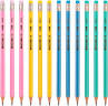 Карандаш ч/г Deli EC011-HB Comiko HB шестигран. липа ассорти кор.европод. (12шт) ластик