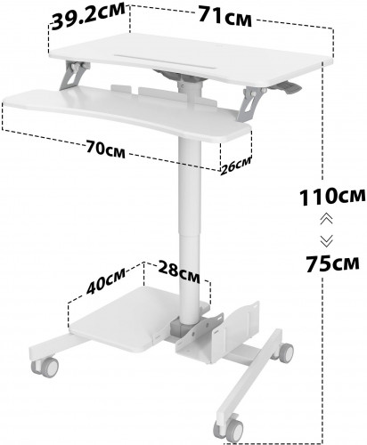 Стол для ноутбука Cactus VM-FDS108 столешница МДФ белый 71x39.2x110см (CS-FDS108WWT)