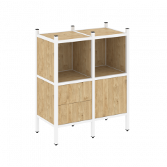 Loft Прямой стеллаж наборный VR.L-02 Тиквуд светлый/Белый металл 862*446*1047