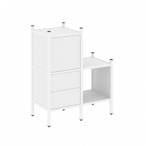 Loft Прямой стеллаж наборный VR.L-11 Белый бриллиант/Белый металл 862*446*1047