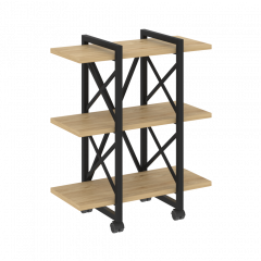 Loft Стеллаж на колесных опорах-3 полки VR.L-MST.K-3.4V Тиквуд светлый/Чёрный металл 800*400*968