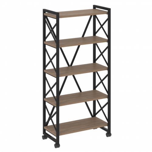 Loft Стеллаж на колесных опорах-5 полок VR.L-MST.K-5.8 Дуб аризона/Чёрный металл 800*400*1704