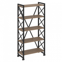 Loft Стеллаж на колесных опорах-5 полок VR.L-MST.K-5.8 Дуб аризона/Чёрный металл 800*400*1704