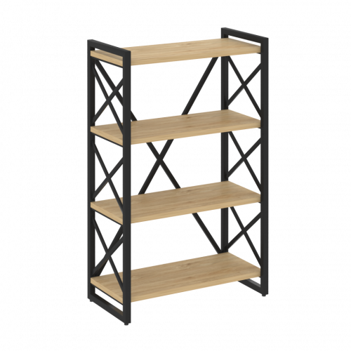 Loft Стеллаж на регулируемых опорах-4 полки VR.L-MST.O-4.8 Тиквуд светлый/Чёрный металл 800*400*1280