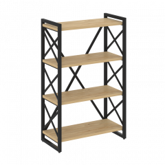 Loft Стеллаж на регулируемых опорах-4 полки VR.L-MST.O-4.8 Тиквуд светлый/Чёрный металл 800*400*1280