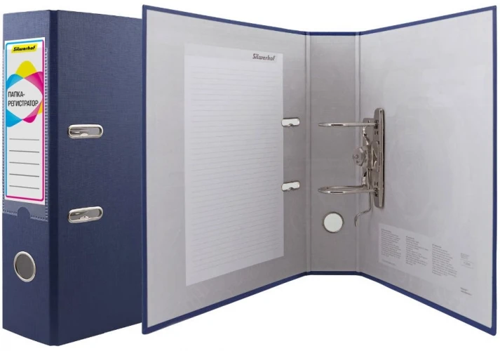 Папка-регистратор Silwerhof A4 75мм ПВХ/бумага синий без. окант. сборная (упак.:2шт)