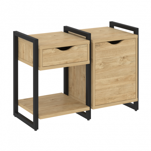 Loft Тумба на регулируемых опорах наборная. Вариант №3 VR.L-TN-3.O Тиквуд светлый/Чёрный металл 970*460*719