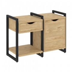 Loft Тумба на регулируемых опорах наборная. Вариант №3 VR.L-TN-3.O Тиквуд светлый/Чёрный металл 970*460*719