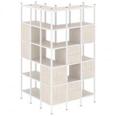 Loft Угловой внешний стеллаж наборный VR.L-53 Денвер светлый/Белый металл 1278*1278*2280
