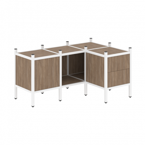 Loft Угловой внутренний стеллаж наборный VR.L-26 Дуб аризона/Белый металл 1278*862*636