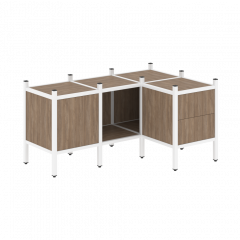 Loft Угловой внутренний стеллаж наборный VR.L-26 Дуб аризона/Белый металл 1278*862*636