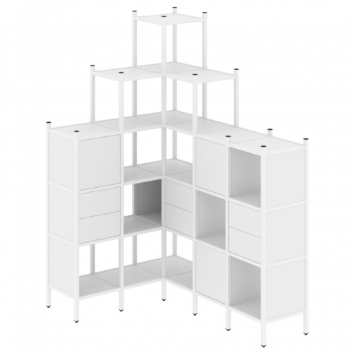 Loft Угловой внутренний стеллаж наборный VR.L-43 Белый бриллиант/Белый металл 1278*1694*2280